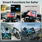 Motorcycle CarPlay Screen with Android Auto – 5” Waterproof GPS, Pantalla para Moto, Apple CarPlay, Navigation System for Motorcycle, Dual 2K Dash Cam Bluetooth Audio & TPMS (No SD Card)