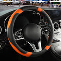 Black Orange Microfiber Leather Steering Wheel Cover 14 inch | Breathable Anti Slip Grip Cool Sporty Look Glow for Women Men