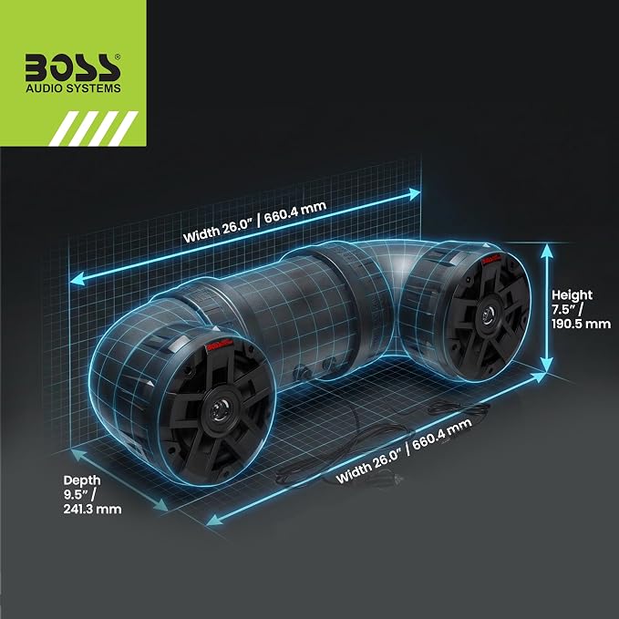 ATV6.5B ATV UTV Weatherproof Sound System - 6.5 Inch Speakers, 1.5 Inch Tweeters, Built-in Amplifier, Bluetooth, Easy Installation for 12V Vehicles