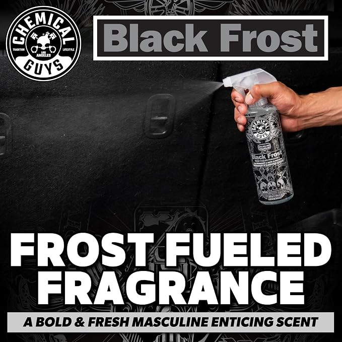 Black Frost Air Premium Car Air Freshener Spray & Odor Eliminator - Crisp Masculine Scent Spray for Trucks, SUVs, RVs, and Motorcycles - Use in Home, Office, or Garage, 16 oz Bottle