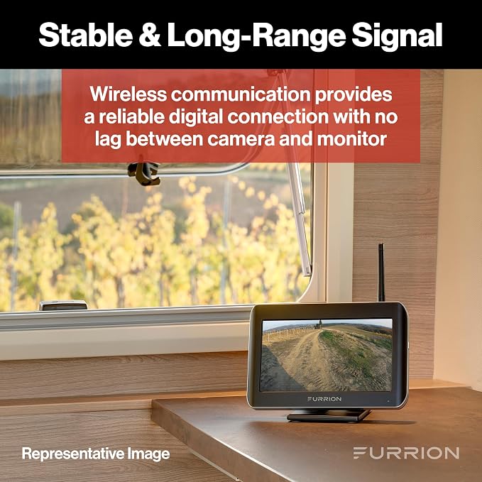 Vision S Wireless RV Backup Camera System with 4.3-Inch Monitor, 1 Rear Sharkfin, Infrared Night Vision, Wide-Angle View, Hi-Res, IP65 Waterproof, Motion Detection, Microphone - FOS43TASF