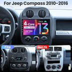 Car Radio Stereo for Jeep Compass Patriot 2010-2016, Android 13, [4Core+64GB] 10 inch Touch Screen Upgrade, CarPlay/Android Auto/SWC/Bluetooth/5GWiFi/GPS/FM/Backup Camera
