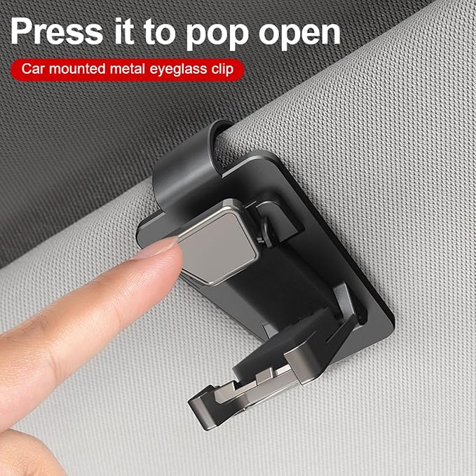 Sunglasses Holder for Car, Sun Visor Organizer Glasses Holder Clip | 2 Pack Metal One-Handed-Operation Sunglasses Holder for Car, Visor Glasses Case, Universal Car Eyeglass Storage Accessories