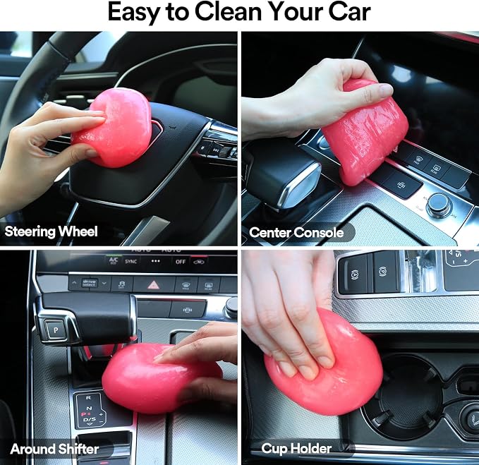 Car Cleaning Gel Car Cleaning Putty Car Putty Auto Detailing Tools Car Slime Cleaner Dust Cleaning Gel for Car Interior Cleaner Car Cleaning Supplies Car Accessories Pink (2Pack)