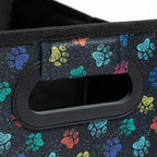 Paws Car Trunk Organizer Foldable Storage Bin with Handles Non Slip Base Pet Gear Travel Tote for SUV Truck (Confetti Paws)