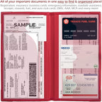 Registration and Insurance Card Holder - Car Organizer - Red | Vehicle Glove Box Document Organizer, Auto Essential Paperwork Holder for Contact Information Cards, Interior Car Accessories