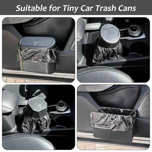 Mini Car Trash Can Bags, Black Car Trash Bags, 5 Packs, 150 Count | Tear-Resistant, Disposable, Liner Refills, Garbage Bags for Car, Home Office (Vehicle Trash Can is not Included)