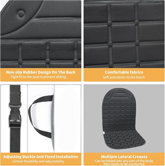 Seat Cushion with Adjustable Buckle, Soft and Comfortable Full Back Seat Cover