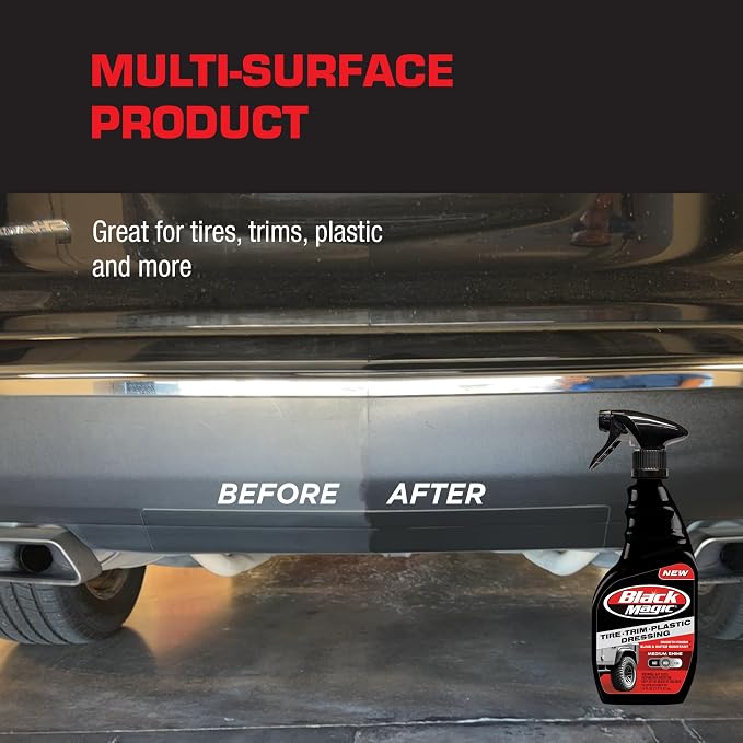 120230 Tire Trim Plastic Dressing, Medium Shine, Streak-Free, Water Resistant & Non-Greasy Formula for Tires, Trim & Plastic, Lasts Up to 2 Weeks - 16 Fl Oz