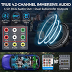 7" QLED Double Din Car Stereo Compatible with Wireless Apple CarPlay & Android Auto, 240W 4.2CH Dual Subwoofer Out, Dash Cam & Backup Camera Included, Bluetooth, Mirrorlink, FM/AM Car Radio