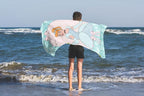 Kids Beach Towel - 100% Cotton Super Soft Absorbent Bath Towel, 28" x 58" Inch Lightweight for Travel, Official Licensed Product, Green - Princess Cinderella