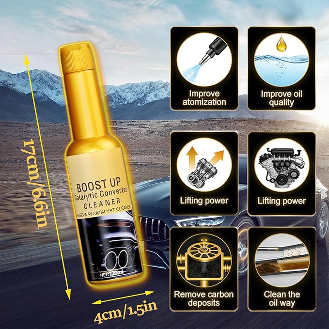 Boost Up Catalytic Convertor Cleaner, Auto Parts Engine, Catalytic Converter Cleaner, Exhaust System Pipe Carbon Removal Cleaner Treatment Additive Oil, fuel injector cleaner Oil Additive(4Pcs*120ml)