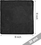 Cleaning Cloth Dry Erase Cloth Cleaning Rags Reasonable Kitchen Towels Microfiber Towels Cars Wash(6 x 6 Inch,Black,30 Pcs)