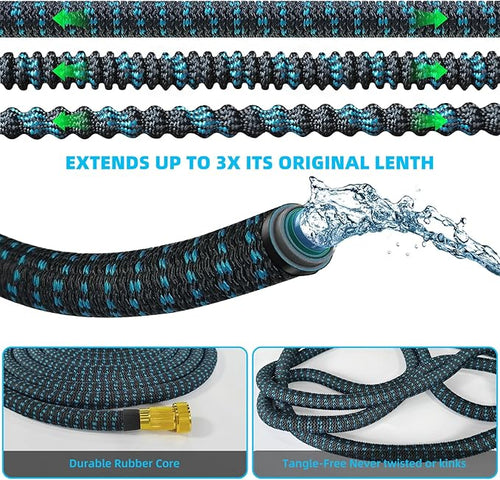 100 ft Expandable Garden Hose-2026 Upgraded Expanding Water Hose with 10 Function Nozzle, 3/4" Solid Brass Fittings, 5-Layer Latex Core, No-Kink Flexible Retractable Hose for Patio, RV, Car Washing