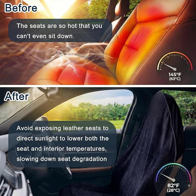 Car Seat Towel Cover, 2pcs Universal Front Seat Protector for Cars, SUVs and Trucks, Sweat Towel Car Seat Cover for Gym, Yoga, Swimming, Pets and Family Travel