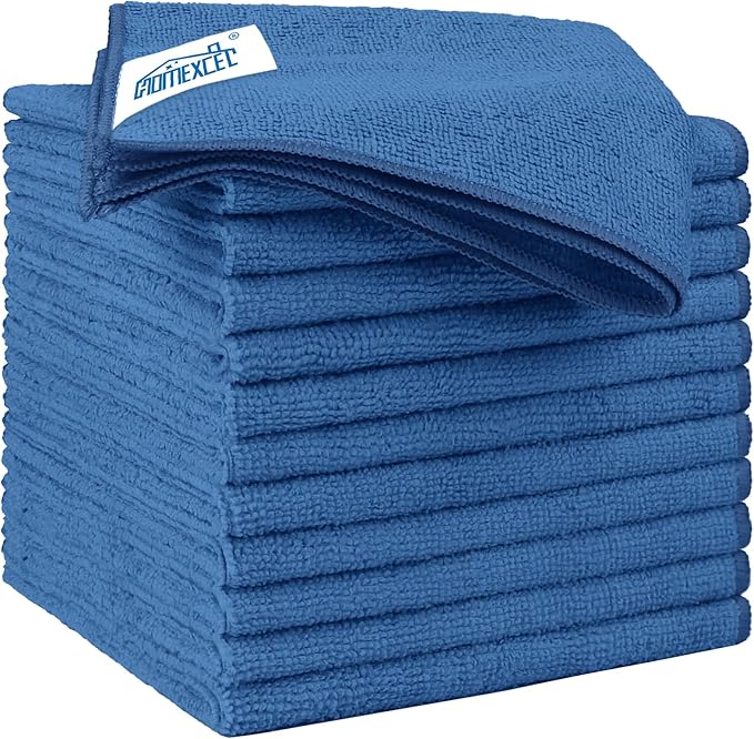 Lake Green Microfiber Cleaning Cloth 12 Pack 12.5 x 12.5 inch Microfiber Towels for Cars Ultra Absorbent Car Washing Cloth Lint Free Streak Free Cleaning Rags for Car, Kitchen Window
