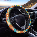 Groovy Hippie Flower Pattern Car Steering Wheel Cover with a Diameter of 15" Sports Style Auto Wheel Cover Vehicle Wheel Protector Steering Wheels Accessories for Car SUV Van Truck