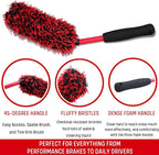 Angled Wheel Brush Kit 3 Pack- Angled Microfiber Wheel Brush, Wheel Barrel Brush, Detailing Brush Scratch Free Calipers Wool Spoke Brush Cleans Brake Dust from Barrels& Hard to Reach Areas