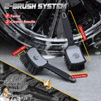 Wheel & Tire Brush Set, 2 Pack Car Wheel Brush & Tire Cleaner Brushes, Soft Bristle Rim Brush and Stiff Tire Scrub Brush, Scratch-Free Wheel Cleaning Kit for Car Detailing, Trucks, SUVs