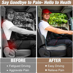 Truck Seat Cushion, Memory Foam Trucker Seat Cushion for Truck Driver Long Sitting with Adjustable Strap, Back Support and Pain Relief for Trucker Driving Car Office Chair and Pain