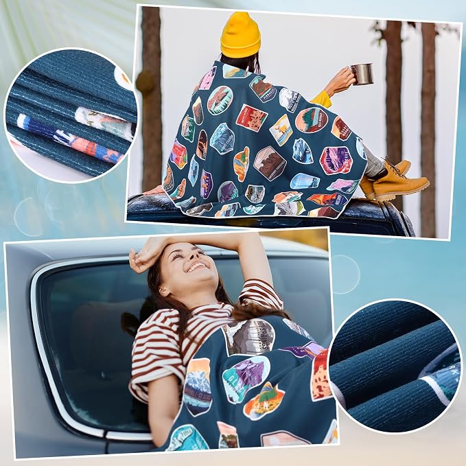 2 Pack Car Seat Towel Covers Athletic Running Towel Performance Microfiber Post Workout Sweat Washable Cover Non Slip for Seat Outdoor Sport (National Park)