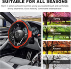Car Steering Wheel Cover, 15 Inches Non-Slip Leather Car Steering Wheel Protector, Universal Steering Wheel Soft Cover Mats for Car Truck SUV, Interior Car Accessories (Black & Red)