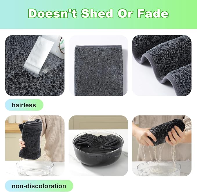 Microfiber Towels for Cars, 2 Pack 35.4" x 23.6" Car Drying Towel, Dark Gray Reusable Car Towel, Quick Drying Car Microfiber Cleaning Cloth for RVs, SUVs, Trucks