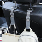Adjustable 4-Pack Car Headrest Hooks - Universal Seat Back Organizer with Heavy-Duty Clip for Purses, Bags & Groceries Gray