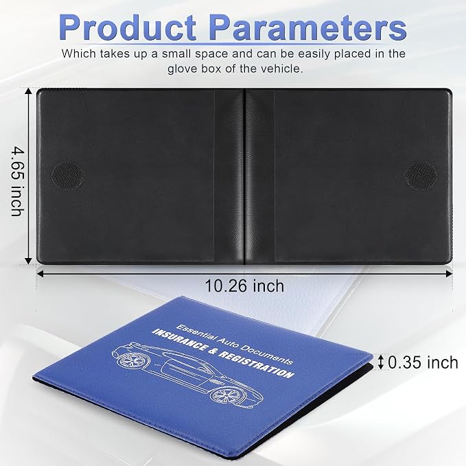 Car Registration and Insurance Card Holder, Vehicle Glove Box Car Organizer, Interior Car Accessories for Documents, Cards, License - 2 Pack