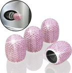 4Pcs Car Tire Valve Stem Caps, Bling Tire Air Cap for Car, Car Accessories for Women Universal Stem Covers, Plastic Liner Corrosion Resistant Tires Valve Cap with O Rubber Ring,Crystal Diamond