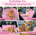 Waterproof Dog Car Seat Cover for Back Seat, Pet Hammock-S, Pink/Grey | Durable waterproof hammock with nonslip design & storage pockets. Protects seats from scratches, fits cars, SUVs & trucks.