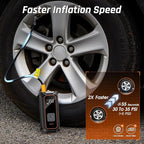 Cordless Tire Inflator Portable Air Compressor, Dual Power - 5400 mAh & 12V DC, Air Pump for Car Tires, Bike, Motorcycle, Bicycle, Electric Pump with LED Light & Digital Pressure Gauge