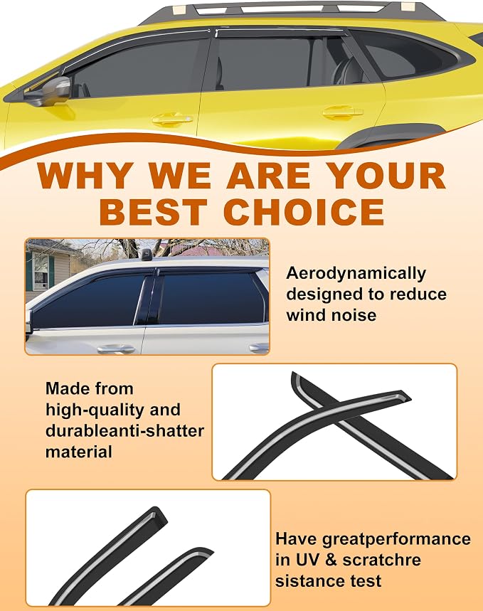 Extra-Thick Window Rain Guards Fit for 2009-2014 Ford F150 SuperCrew CrewCab SVT Raptor Rain Guards Window Deflectors Visors Tape-on Vent Visors Vent Shades Car Accessories