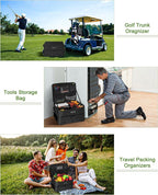 Golf Trunk Organizer, Waterproof Car Golf Locker with Separate Ventilated Compartment for 2 Pair Shoes, Golf Storage for Balls, Tees, Cap, Clothes, Gloves, Accessories, Gifts for Men, Women