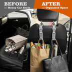 Car Headrest Hooks 4 Pack Adjustable Universal Fit Auto Seat Back Organizer Storage Hanger Purse Bags Holder with Clip Gray