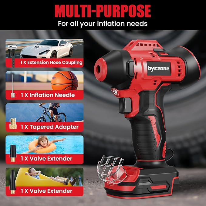 Tire Inflator Compatible with MILWAUKEE 18V Max Battery, 160 PSI Cordless Air Compressor With LCD Digital Pressure Gauge for Car, Bike, Sport Ball (No Battery)