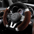 Rhinestone Fluffy Steering Wheel Cover - Comfortable Non-Slip Luxury Faux Wool, Universal Fit for 14.5" to 15" Steering Wheels