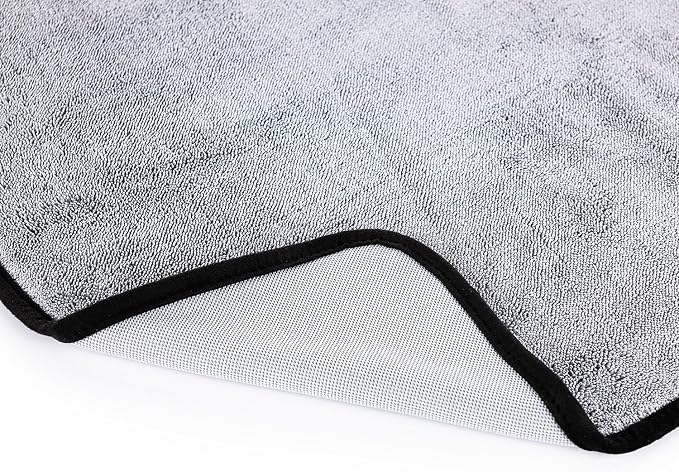 Slim Dryer Towel - Ultra-Absorbent Korean Microfiber, Suede Edge, Car Drying Towel. 25" x 35" Grey