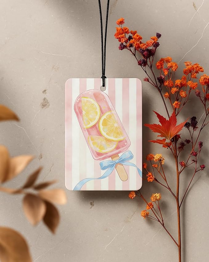 Pink Summer Beach Car Air Freshener 4 Pcs Coconut Scented, Coastal Preppy Flamingo Bikini Car Accessories Mirror Decor for Women, Girly Hanging Air Freshener for Cars Closet Drawer Books