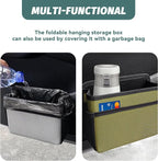 Car Trash Can, Foldable Mini Vehicle Trash Bin Garbage Organizer Holder, Waterproof Hanging Mini Auto Dustbin Accessories Storage Container for Vans, SUVs (military green)