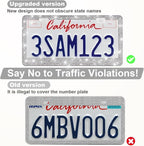2 Pack Bling License Plate Frames for Women, Sparkly Rhinestone Diamond Car Accessories with Glitter Crystal Caps (Silver)