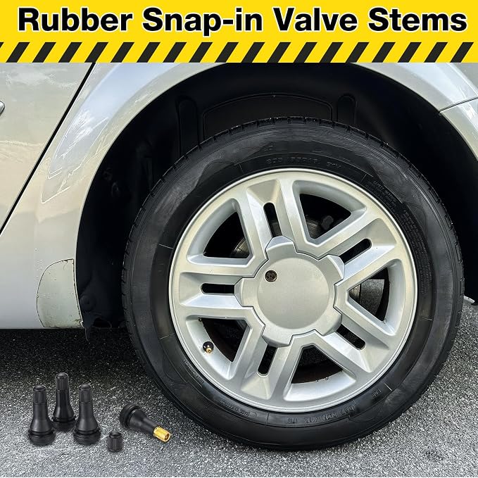 50 Pieces TR413 Valve Stems Tubeless Bulk Rubber Snap-in Valve Stems for 0.453 Inch Rim Holes, Black Standard Length Replacement Tool for Car Tubeless Replacement