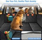 Megadream Dog Car Seat Cover Hard Bottom Back Seat Extender for Dogs 260LBS | Waterproof Scratch Resistant Rear Seat Pet Hammock with Mesh Window, Universal Fit for Sedan SUV Pickup Truck