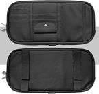 Car Sun Visor Organizer, Multi-Pocket Visor Organizer Storage Pouch for Cars, SUVs & Trucks with Double Zippers, Elastic Bands & Glasses Clip - Organizes Essentials Keep Tidy (Black)