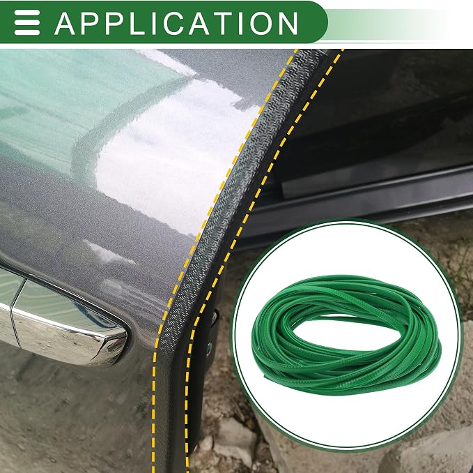 Universal Car Door Edge Protective Sealing Strip U-Type Door Scratch Protection Guard, 49.21ft 15m, Anti-scratch Collision, PVC Iron, Green