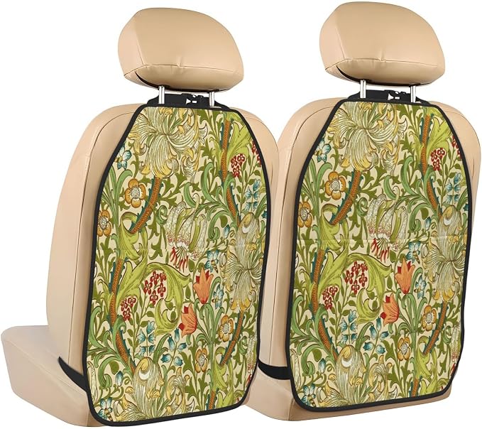 William Morris Golden Lily Car Seat Back Kick Protectors Kick Mats With Storage Pockets For Vehicles To Protect From Dirt Mud Scratches 2 Pack