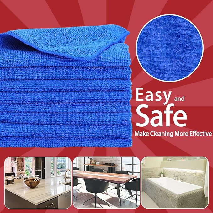 Cleaning Cloth Dry Erase Cloth Cleaning Rags Reasonable Kitchen Towels Microfiber Towels Cars Wash(12 x 12 Inch,Blue,10 Pcs)
