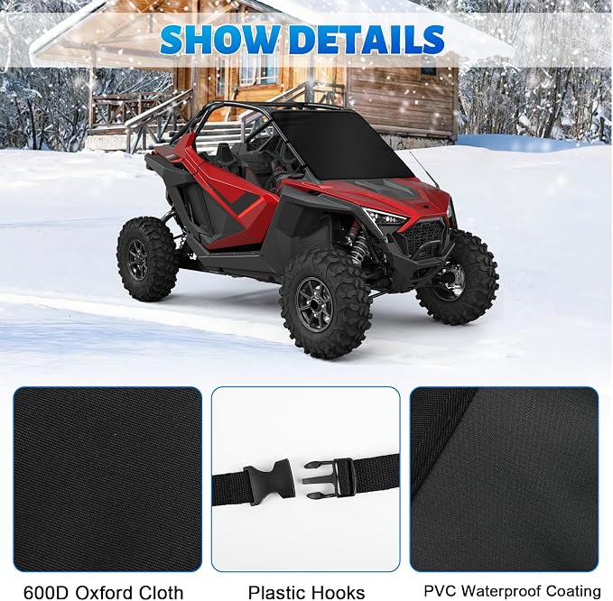 600D UTV Windshield Snow Cover Compatible with Polaris RZR Pro XP/Turbo R/Pro R 2020-2026, Transport Windshield Protector for Ice and Snow