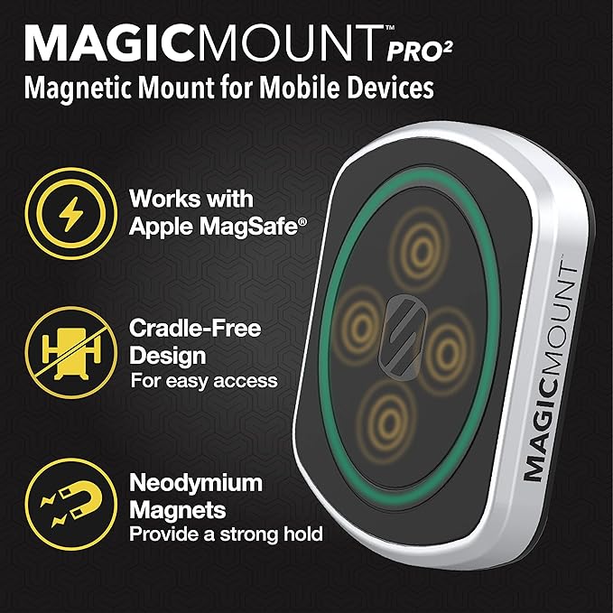 MP2WDEX2-XTSP MagicMount Pro2 Magnetic Car Phone Holder Extendo Telescoping Windshield or Dashboard Mount with Suction Cup Compatible with MagSafe, iPhones, Galaxy, Pixel & All Smartphones