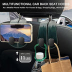 2PCS Car Seat Back Storage Headrest Hooks, Forest Trees Purse Holder Bags Hanger, PU Leather Double Metal Hook for Backseat Organizer, Women Car Accessories Organization
